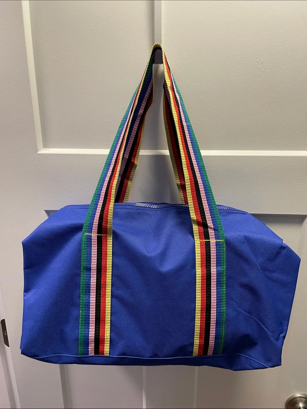 Bloomingdale's Royal Blue Mini Duffel with 🌈 Straps